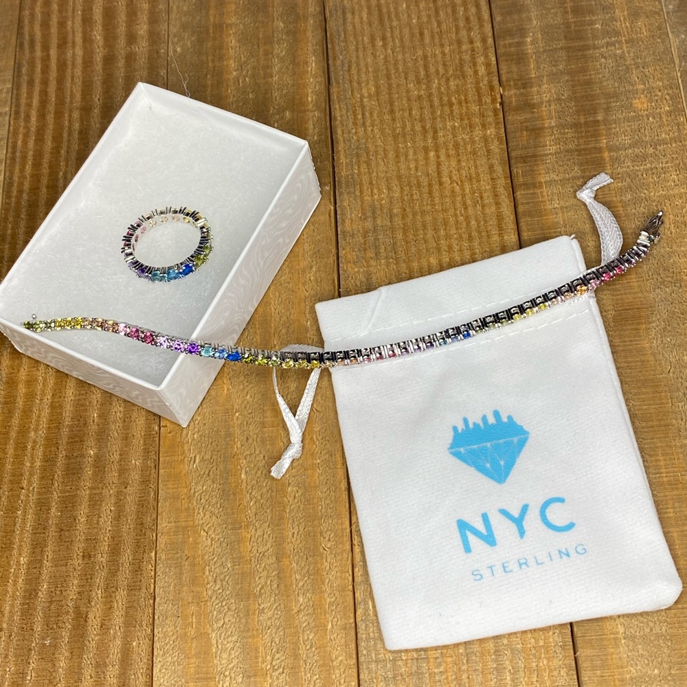 Rainbow Eternity Ring and Bracelet 🌈